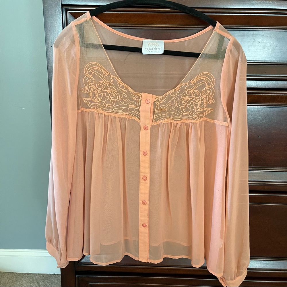 Pretty Peach Sheer Blouse